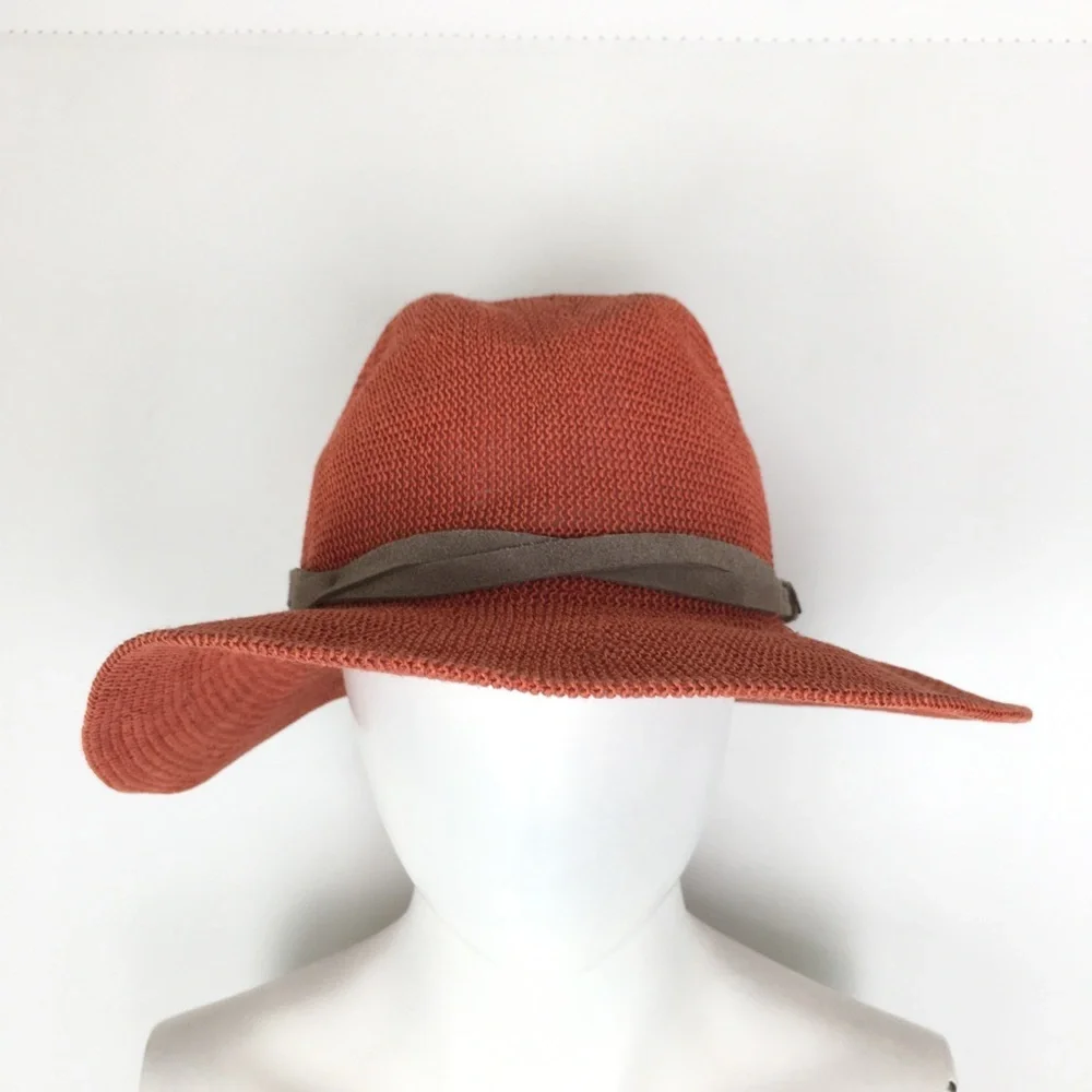 Goorin Bros. Paper Woven Sun Hat Packable Women’s Size M Rust Red/Orange